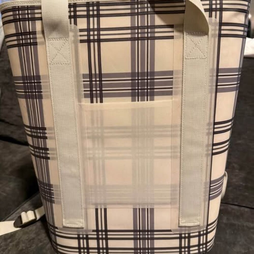 Hearth & Hand cooler backpack  tote black cream plaid large summer storage